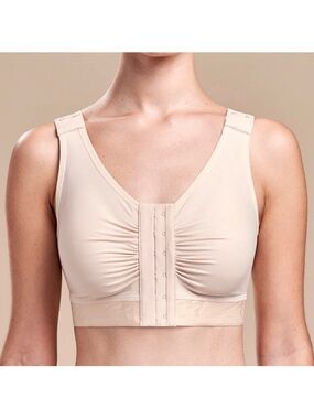 Marena Recovery Post-Surgical Front Closure Beige Compression Bra Sz 48 B/C